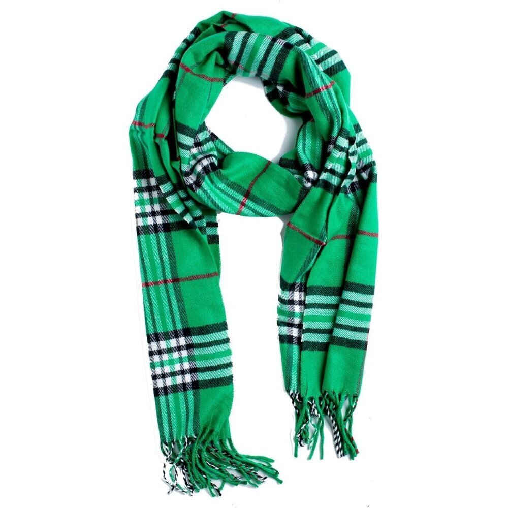 Men and Women Mint Plaid Winter Scarf Cashmer Luxurious Soft Plum Feathers